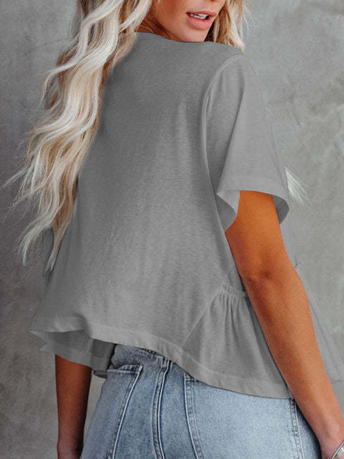 Zephariel Tied Plunge Short Sleeve Blouse