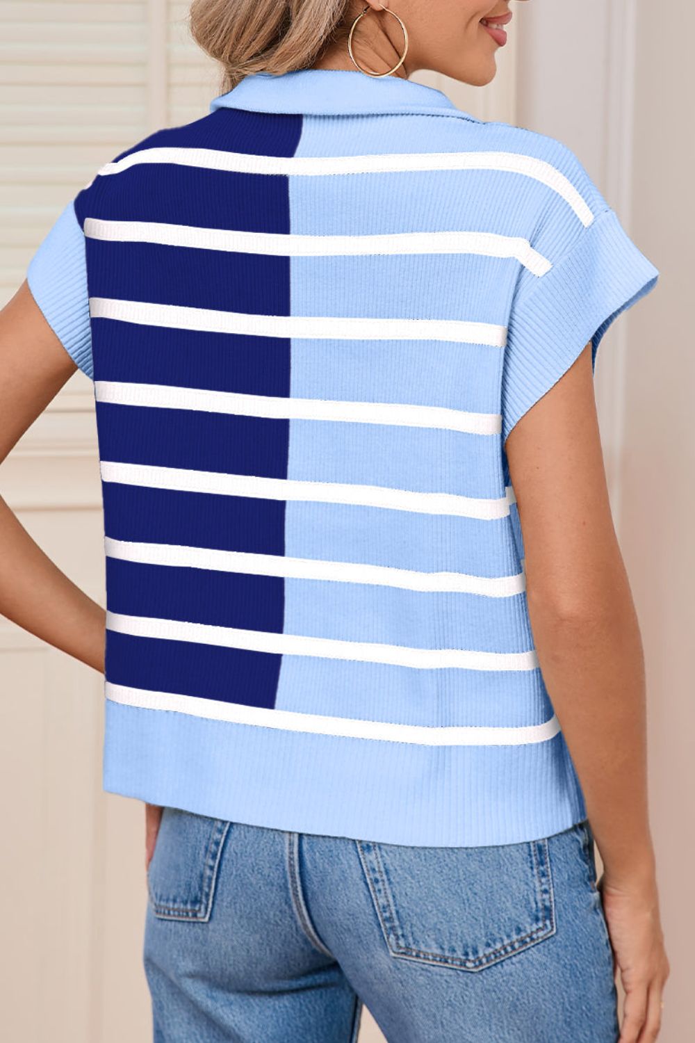 Zephariel Striped Half Zip Sweater Vest