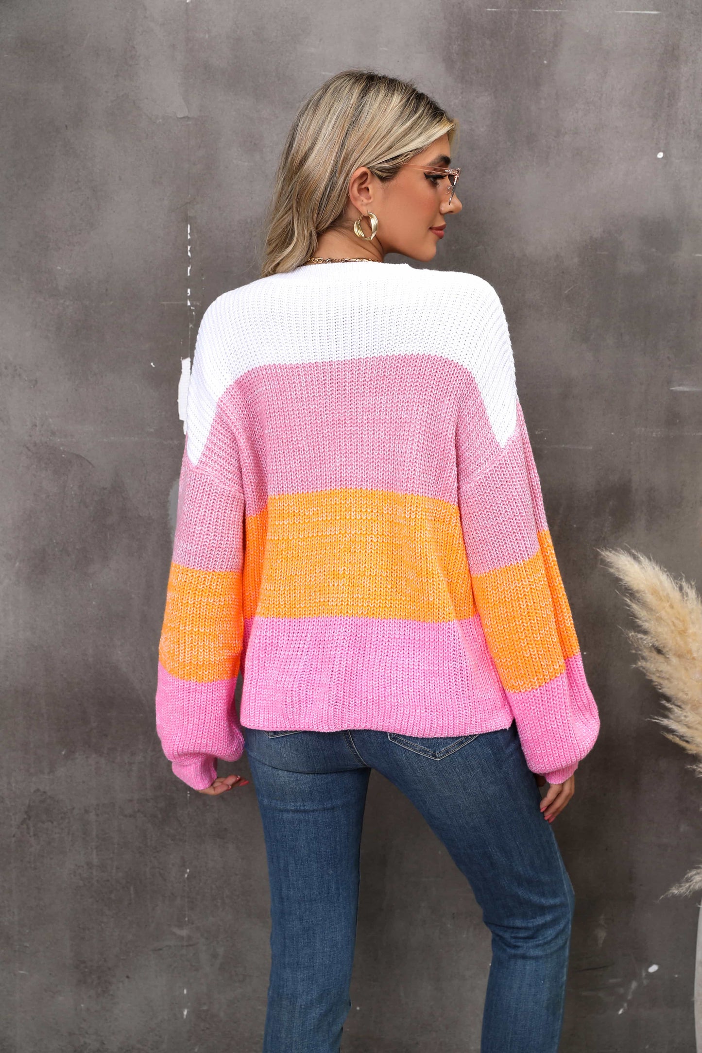 Zephariel Color Block Round Neck Dropped Shoulder Sweater