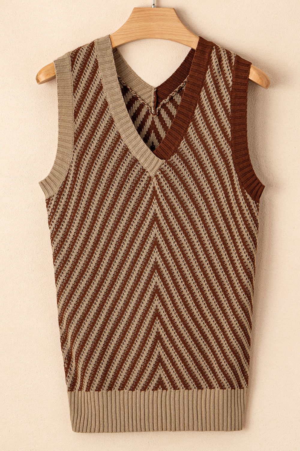 Zephariel Striped Contrast V-Neck Sweater Vest