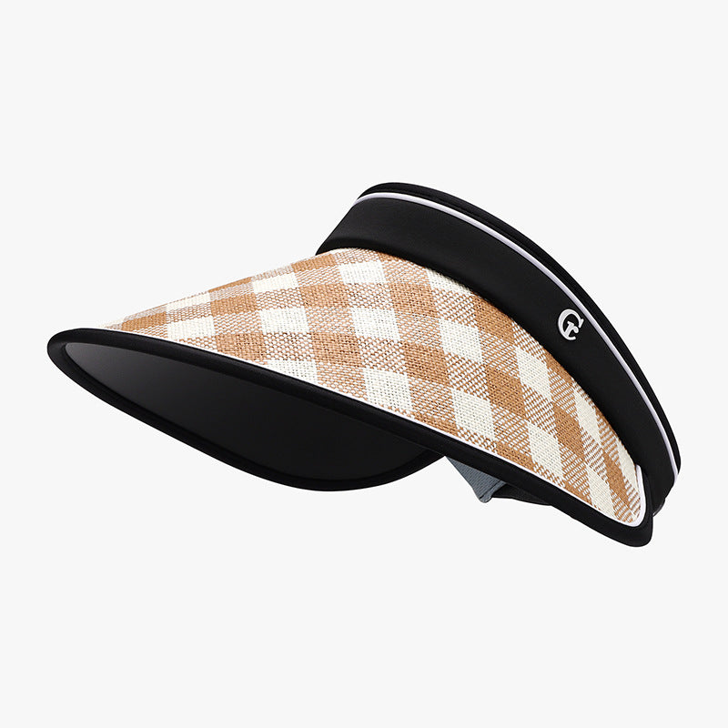 Zephariel Plaid Natural Grass Adjustable Sun Hat