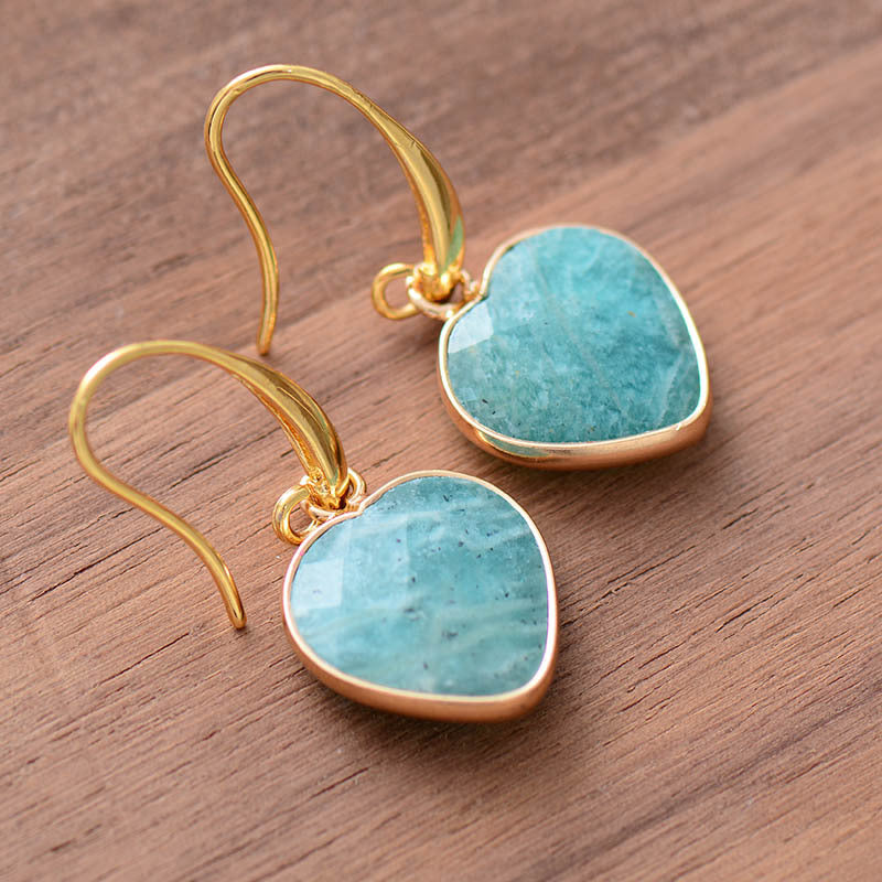 Zephariel Natural Stone Heart Drop Earrings