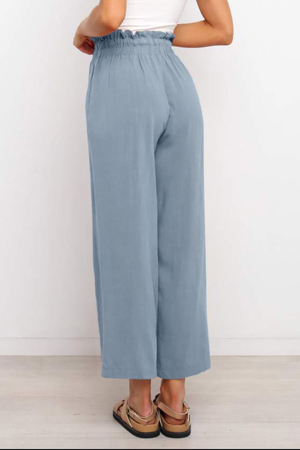 Zephariel Drawstring Paperbag Waist Wide Leg Pants