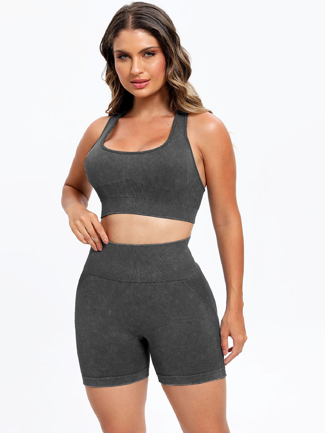 Zephariel Scoop Neck Wide Strap Top and Shorts Active Set