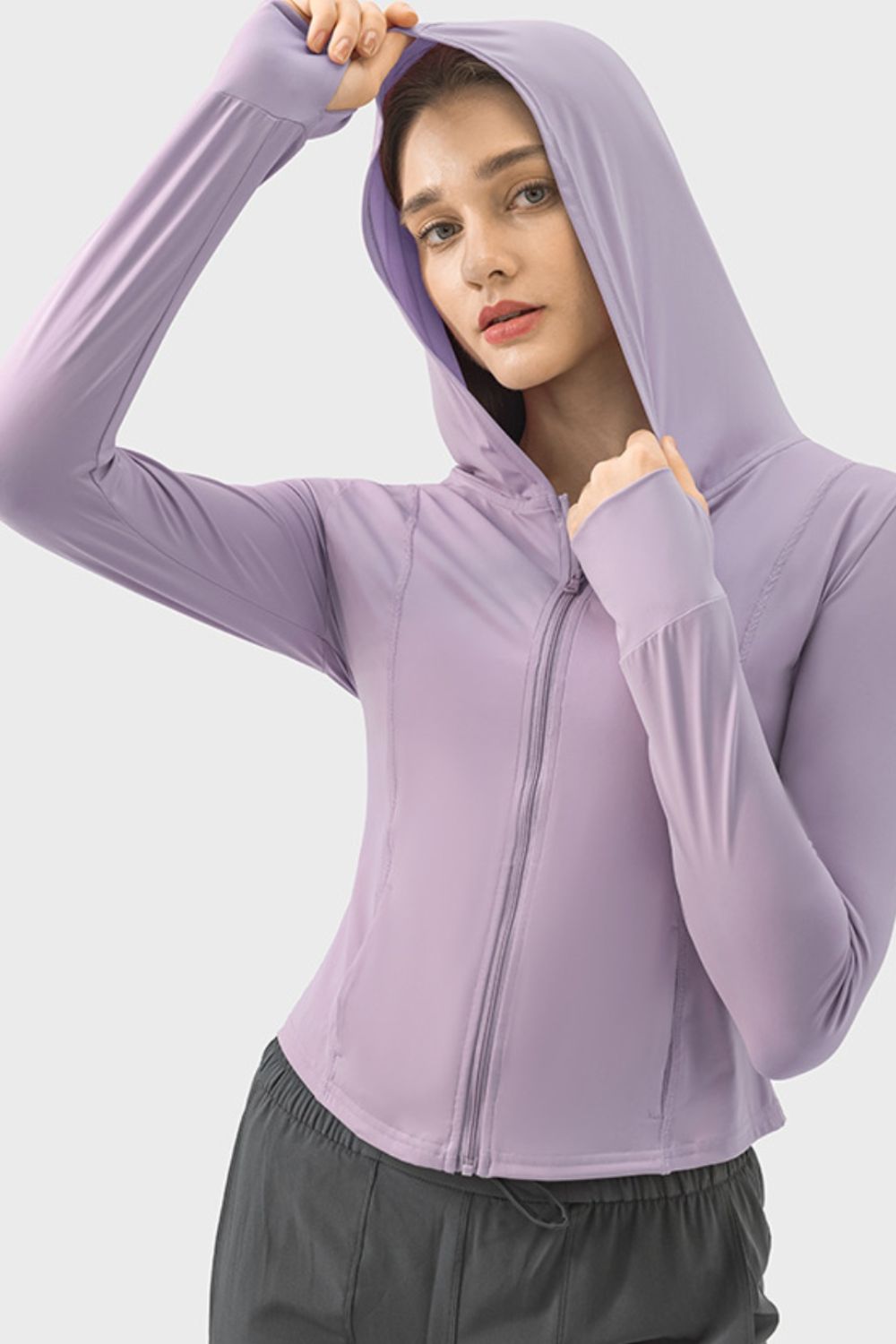 Zephariel Pocketed Zip Up Hooded Long Sleeve Active Outerwear