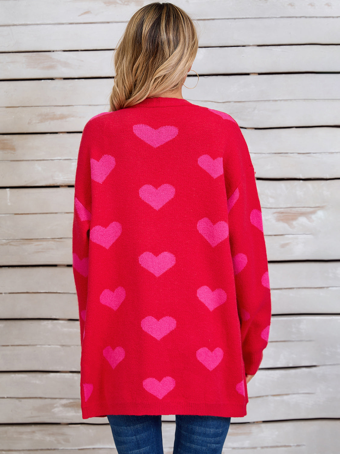 Zephariel Heart Open Front Long Sleeve Cardigan