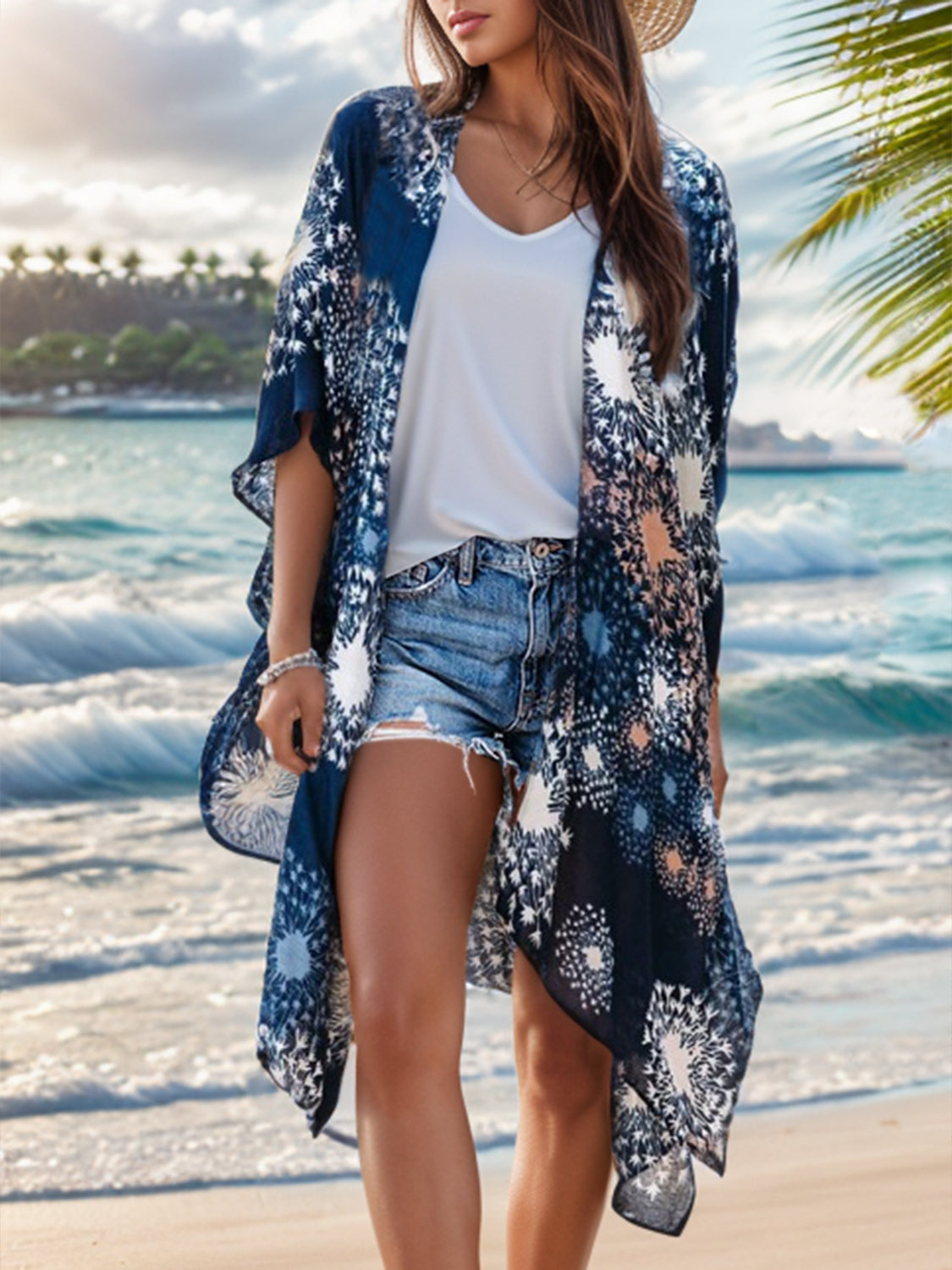 Zephariel Printed Open Front Cover-Up