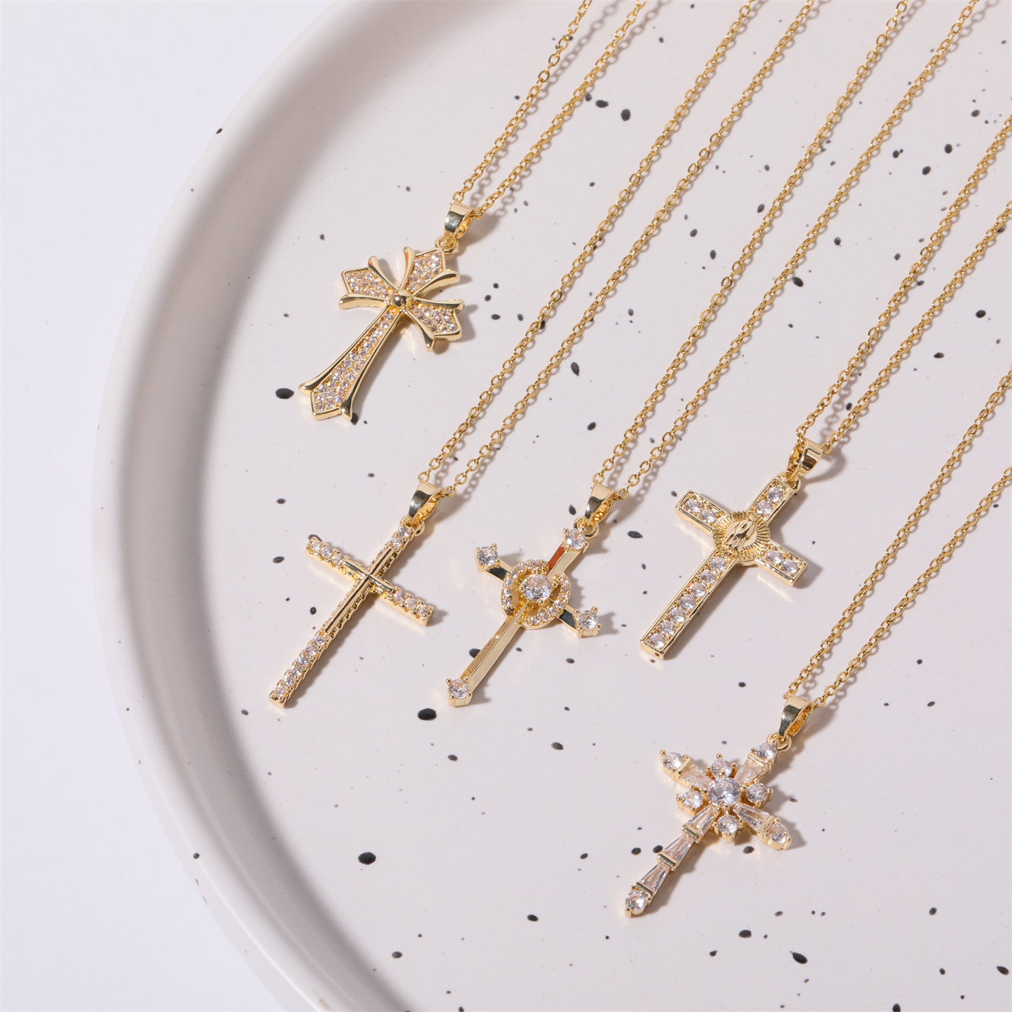 Zephariel Stainless Steel Inlaid Zircon Cross Necklace