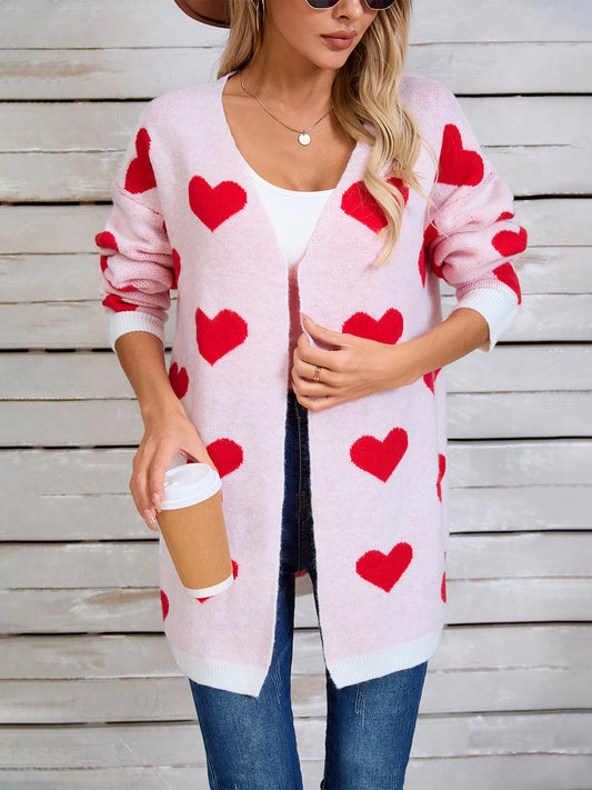 Zephariel Heart Open Front Long Sleeve Cardigan