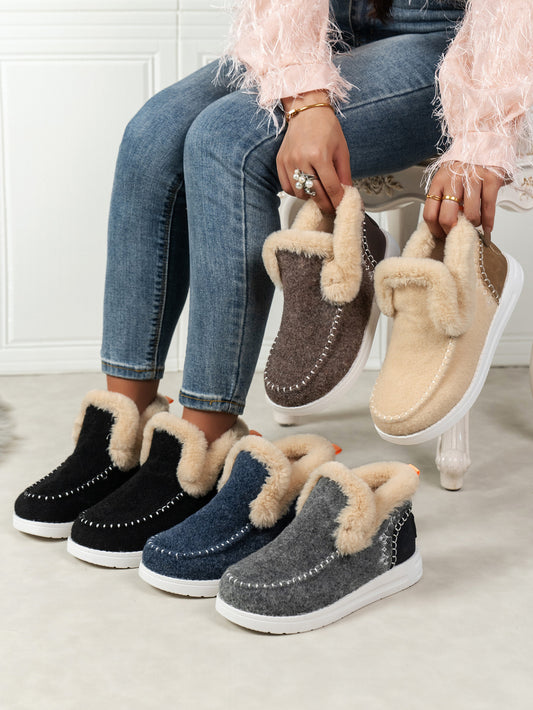 Zephariel Furry Suede Round Toe Flat Sneakers