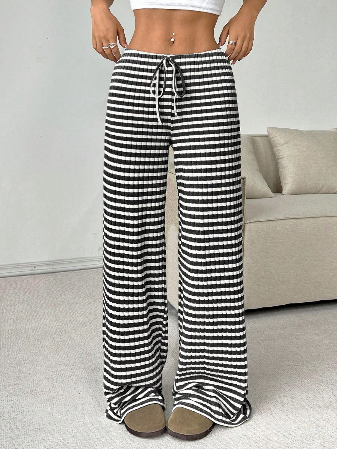 Zephariel Tied Striped Wide Leg Pants