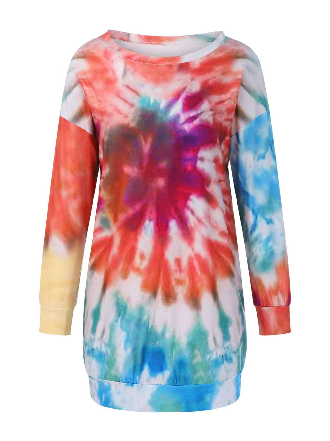 Zephariel Tie-Dye Round Neck Long Sleeve Dress