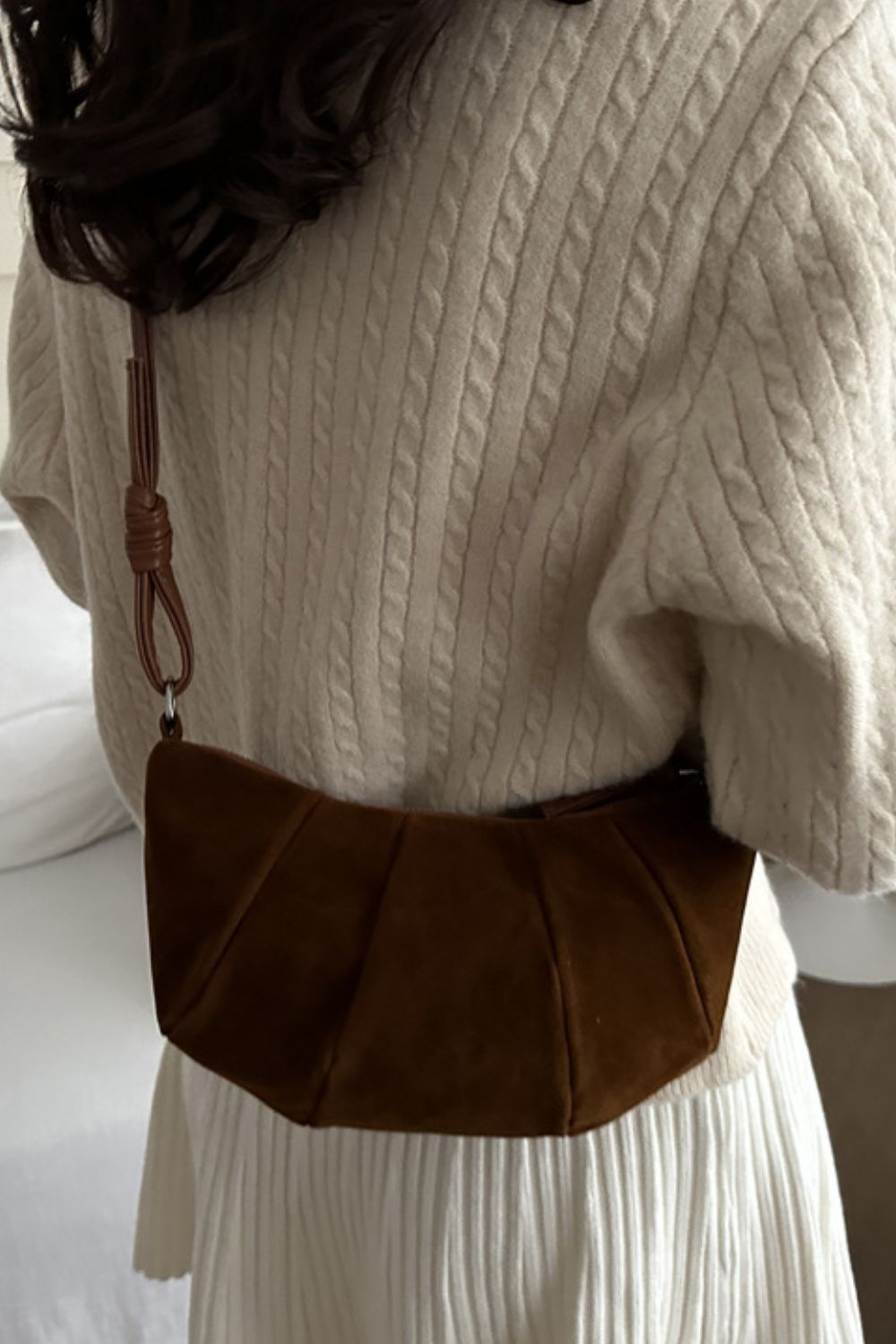 Zephariel Suede Croissant Shape Shoulder Bag