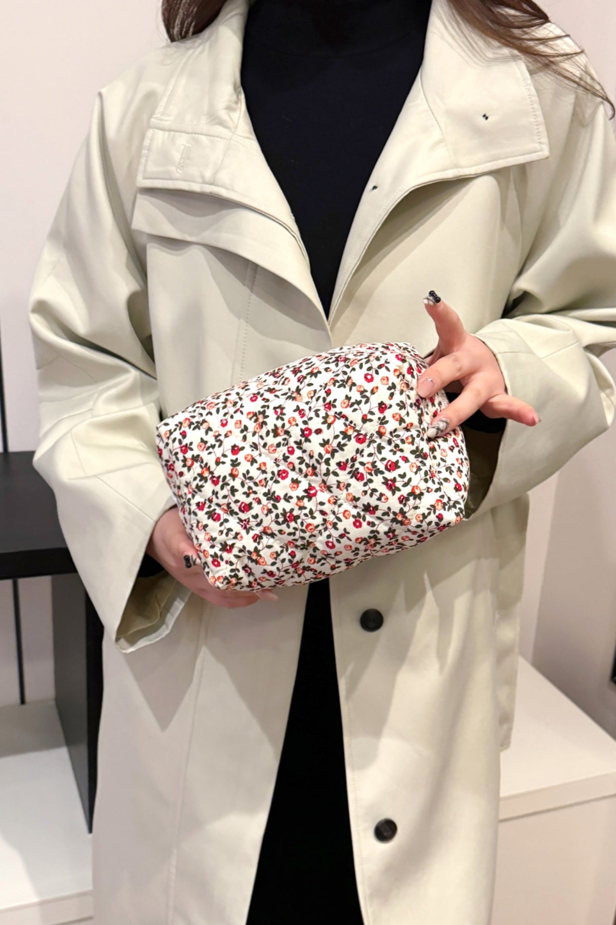 Zephariel Floral Quilted Clutch with Plaid Lining