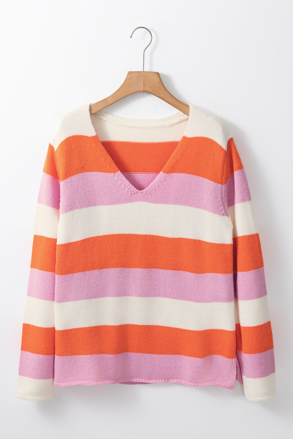 Zephariel Color Block V-Neck Long Sleeve Sweater