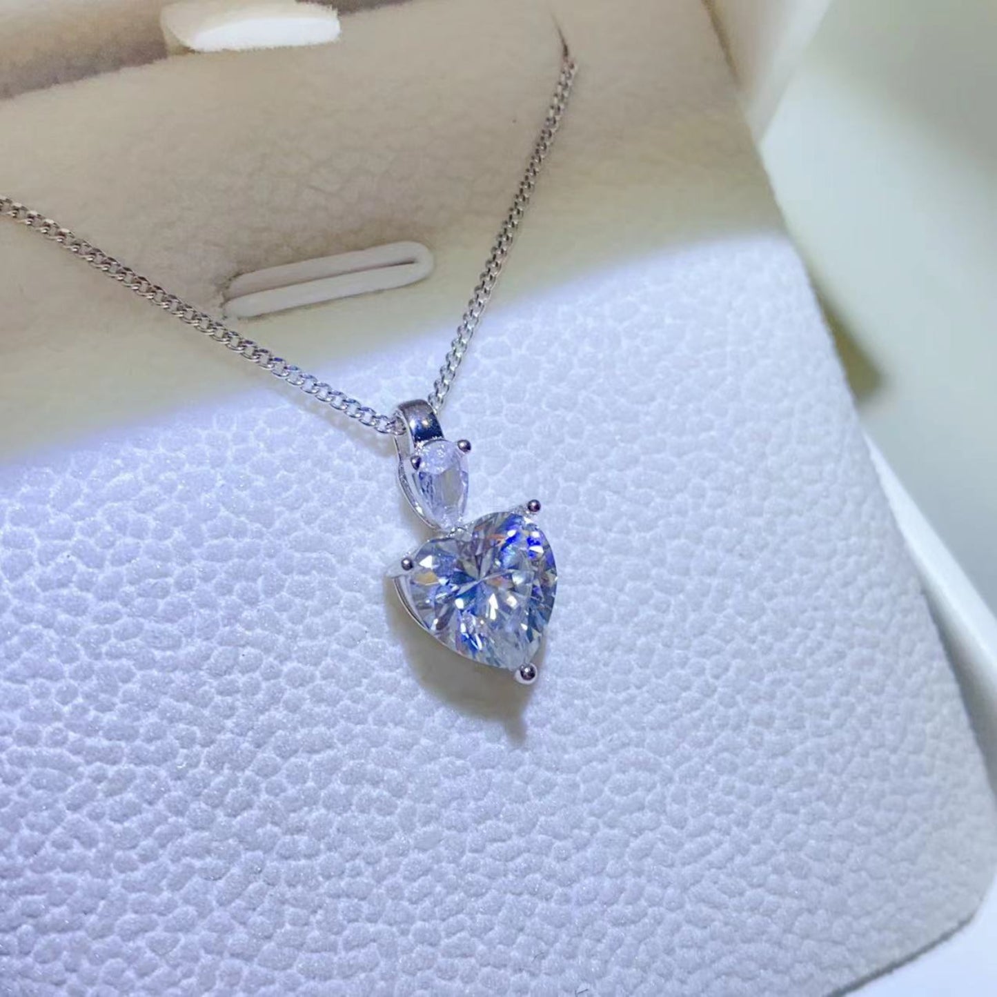 Zephariel 2 Carat Moissanite 925 Sterling Silver Heart Pendant Necklace