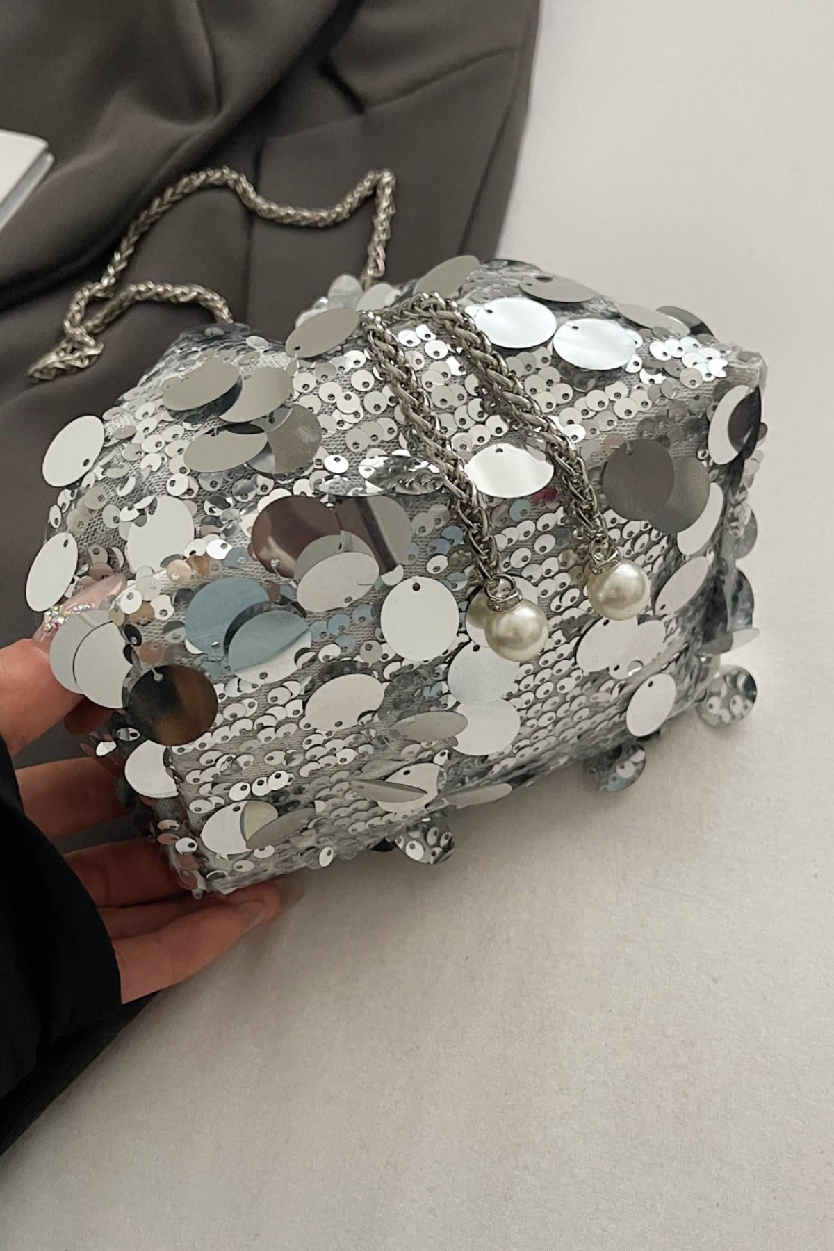 Zephariel Drawstring Sequin Crossbody Bag