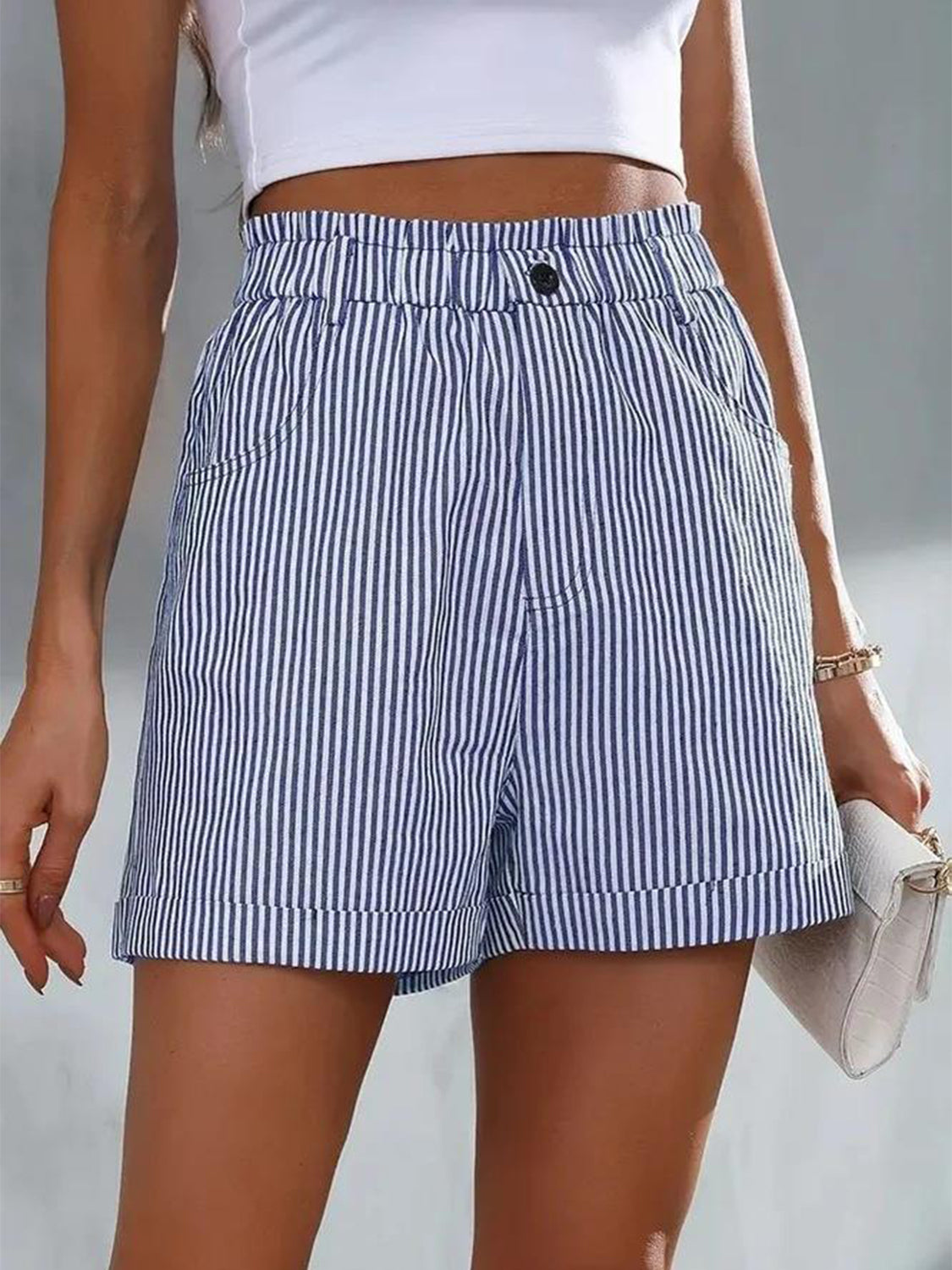 Zephariel High Waist Striped Shorts