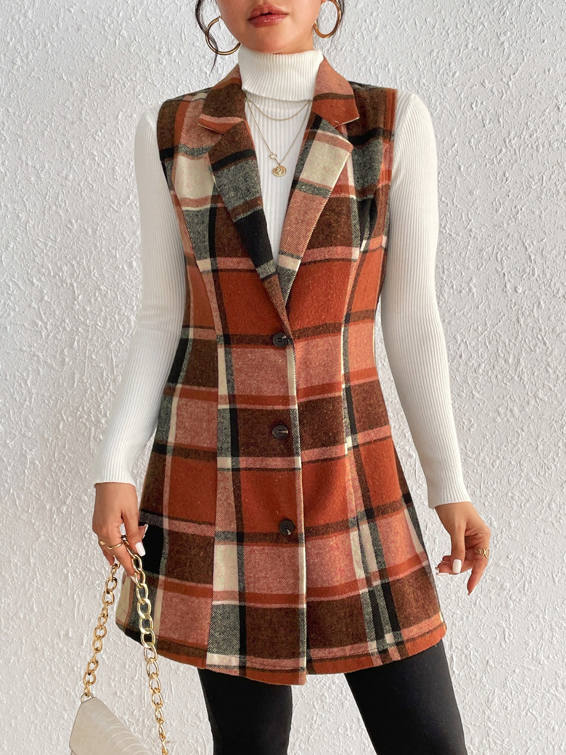 Zephariel Plaid Button Up Vest Coat