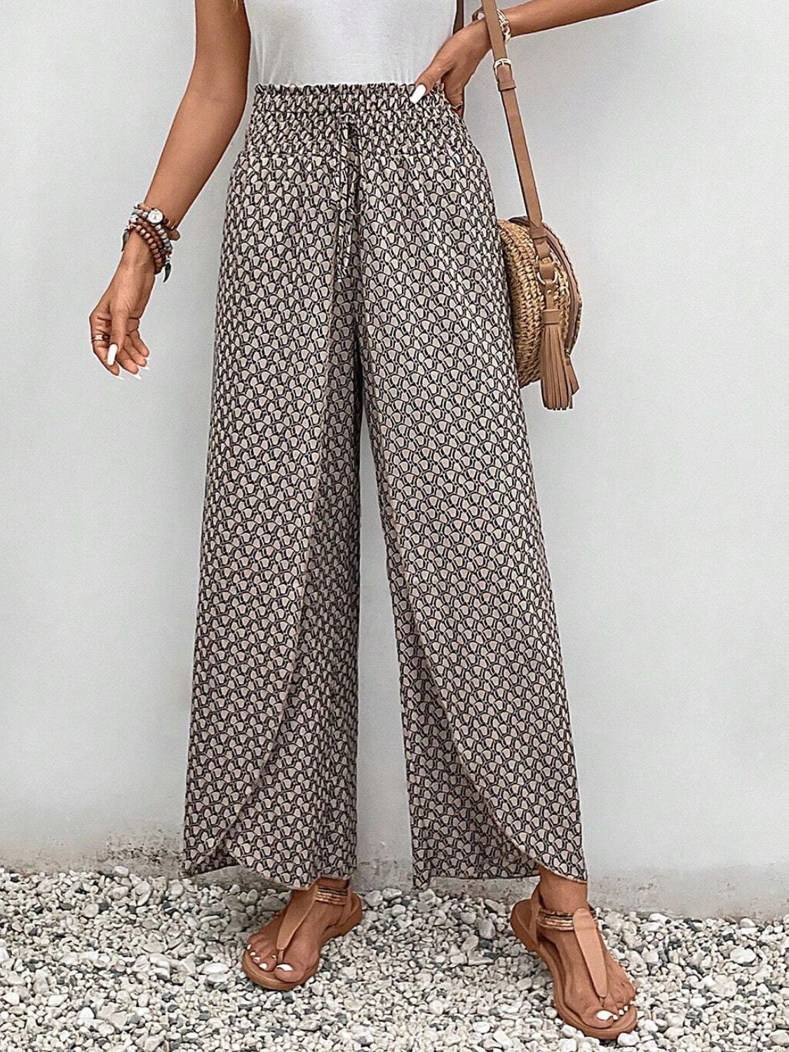 Zephariel Tied Printed Wide Leg Pants