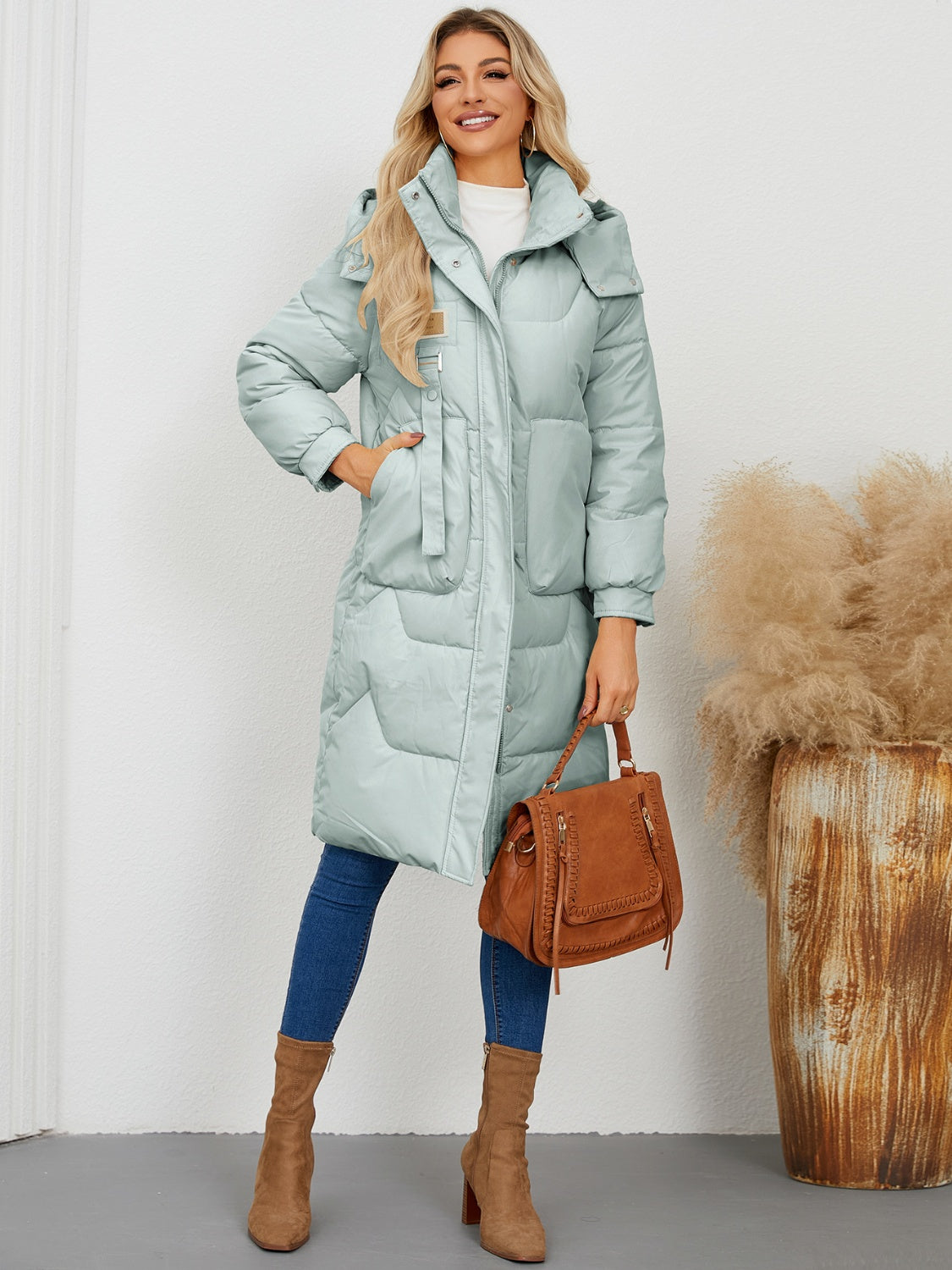 Zephariel Long Sleeve Longline Hooded Winter Coat