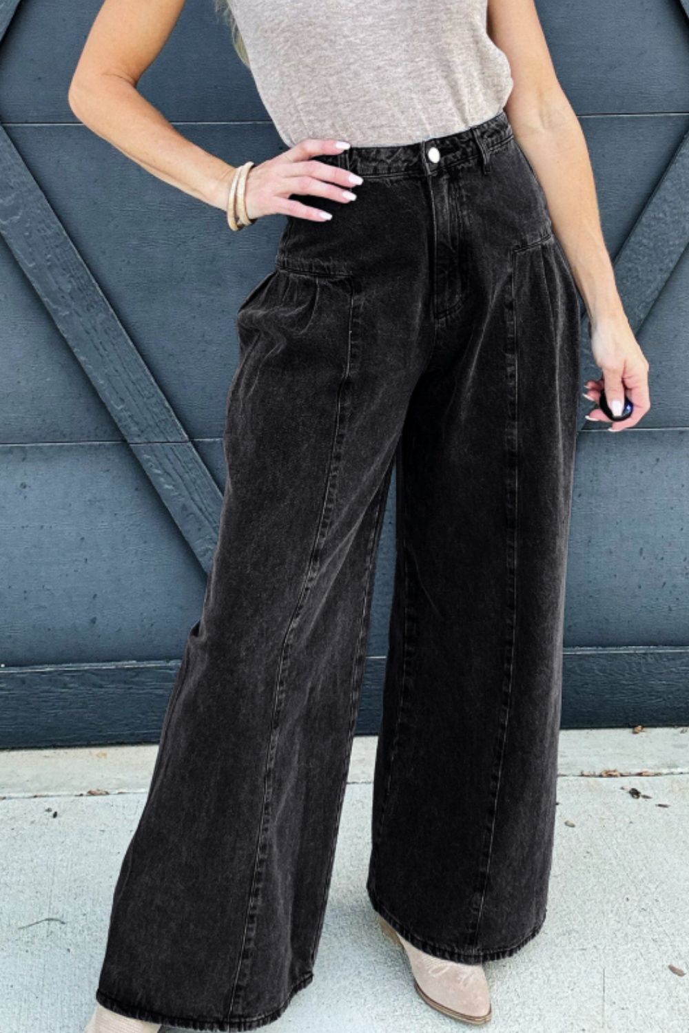 Zephariel High Rise Wide Leg Jeans with Pockets