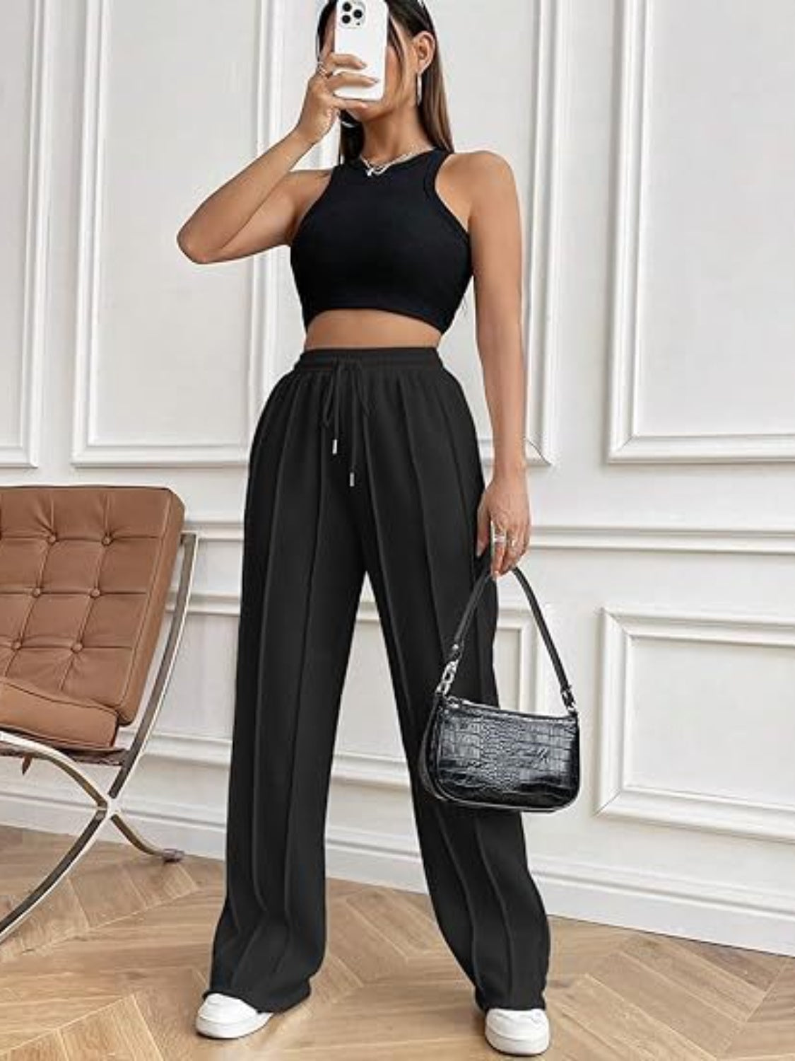 Zephariel Drawstring Wide Leg Pants with Pockets