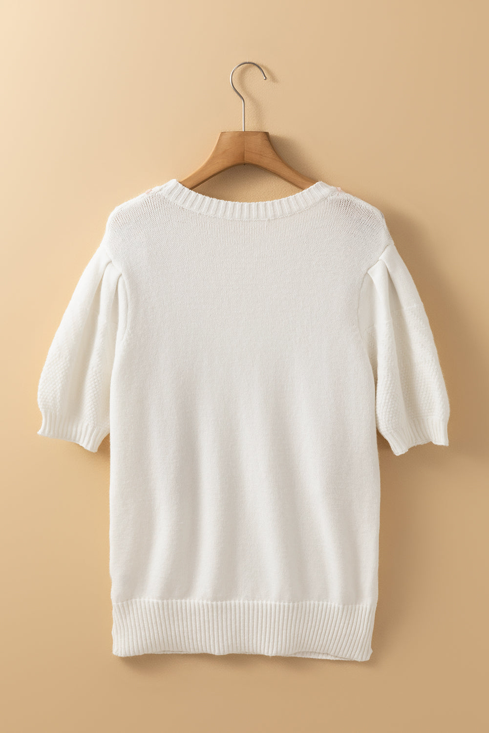 Zephariel Cable Knit Round Neck Half Sleeve Sweater