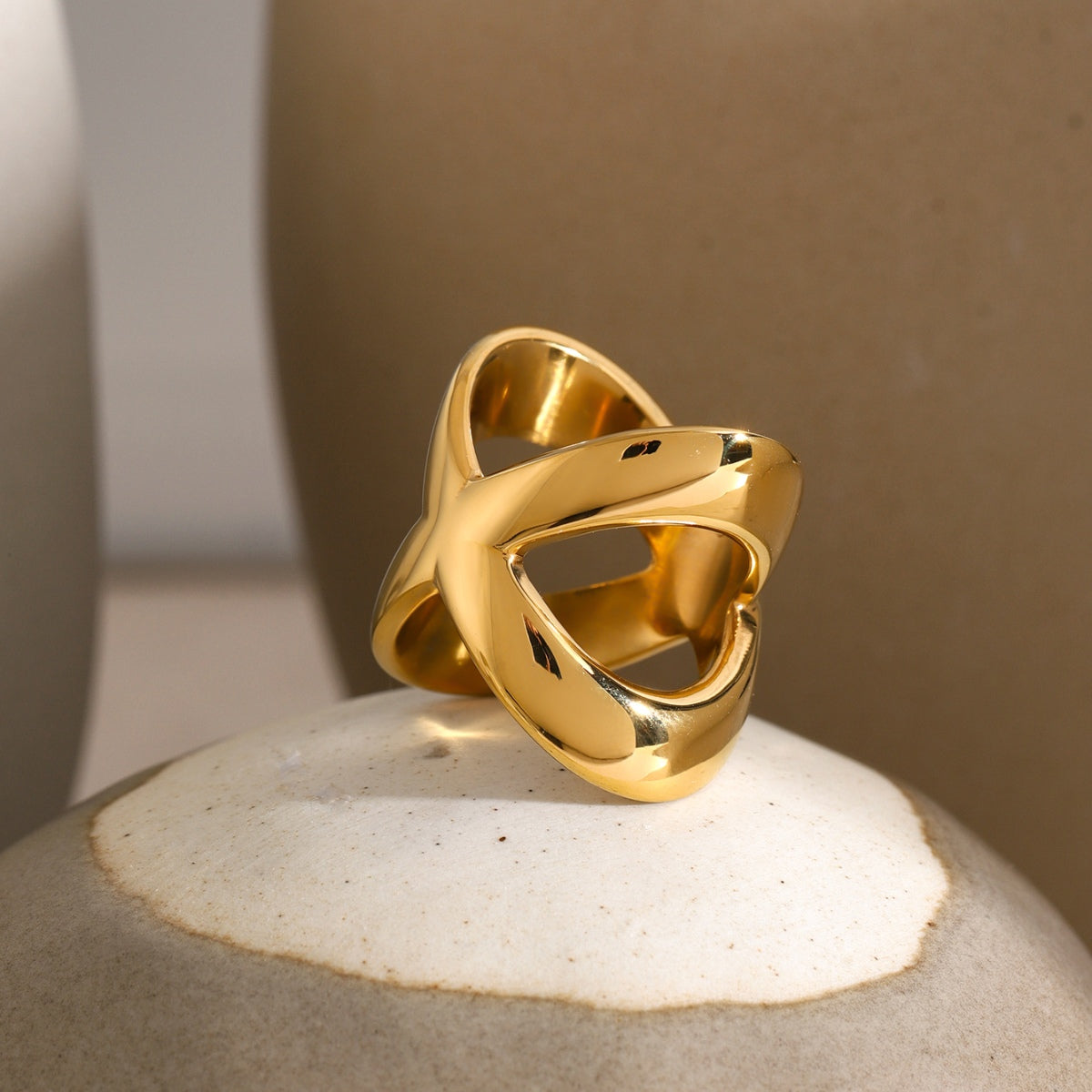 Zephariel 18K Gold-Plated Crisscross Ring