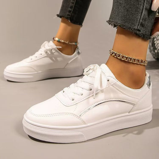 Zephariel PU Leather Round Toe Flat Sneakers