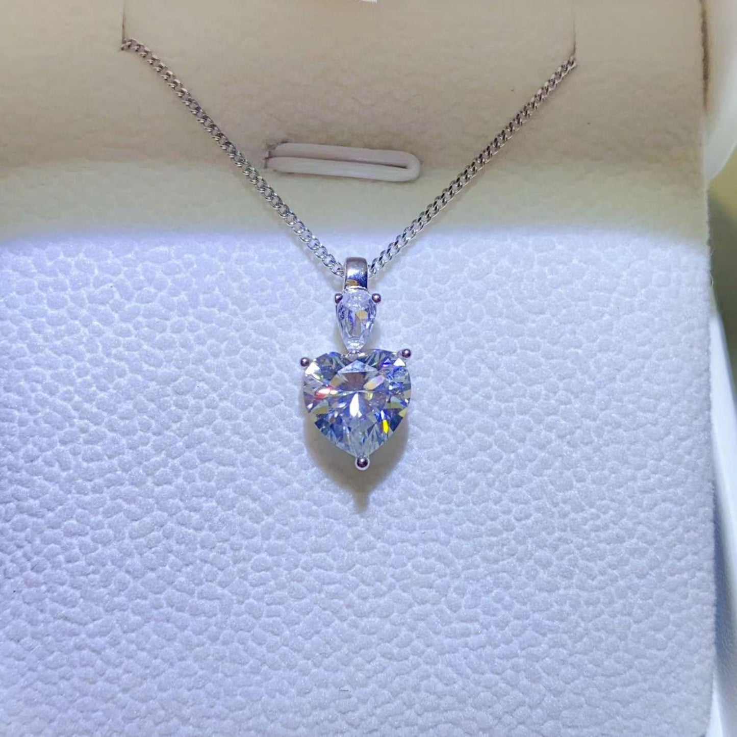 Zephariel 2 Carat Moissanite 925 Sterling Silver Heart Pendant Necklace