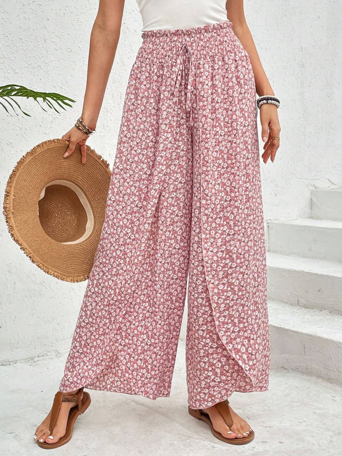 Zephariel Tied Printed Wide Leg Pants