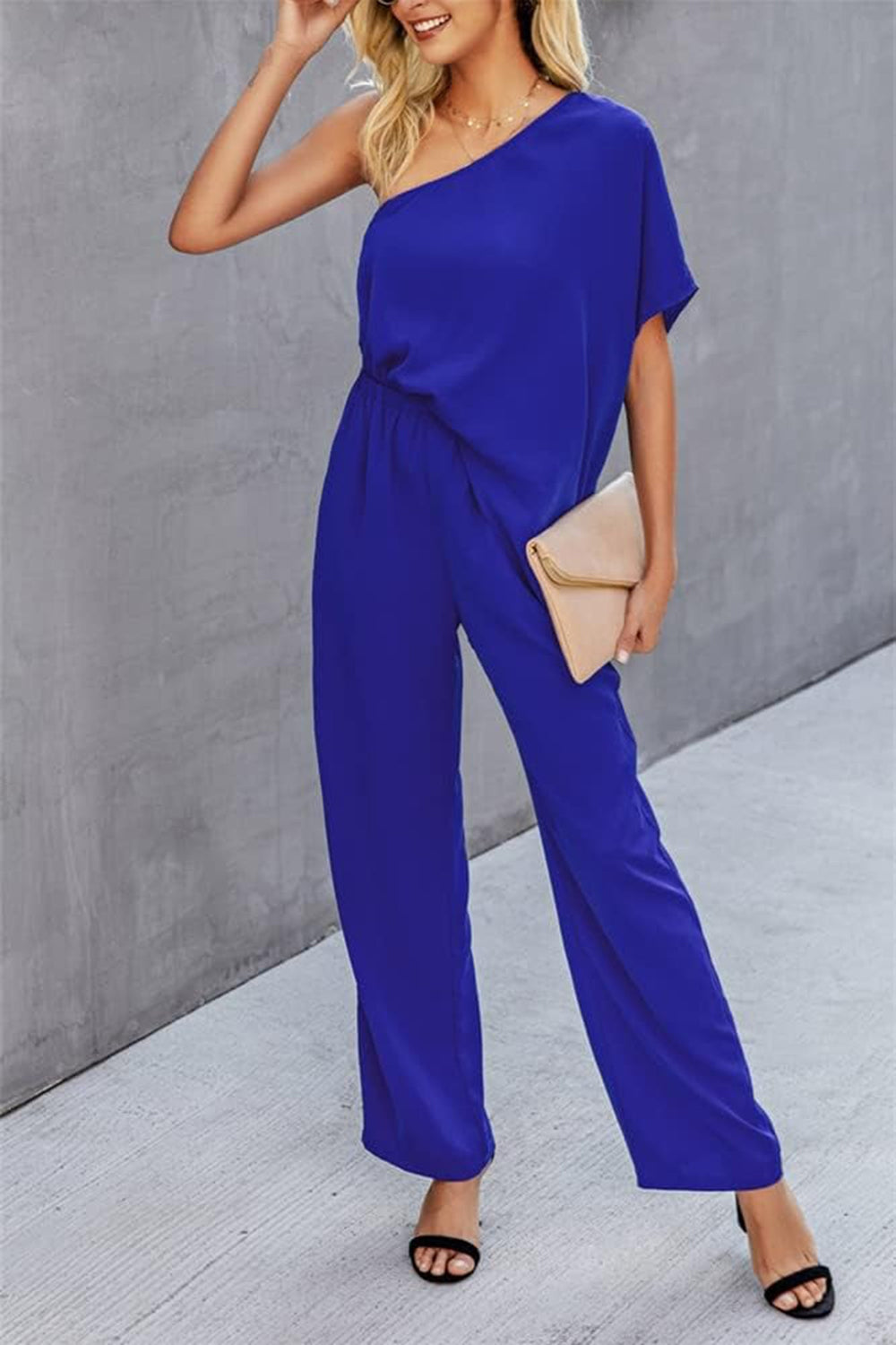 Zephariel Single Shoulder Short Sleeve Jumpsuit