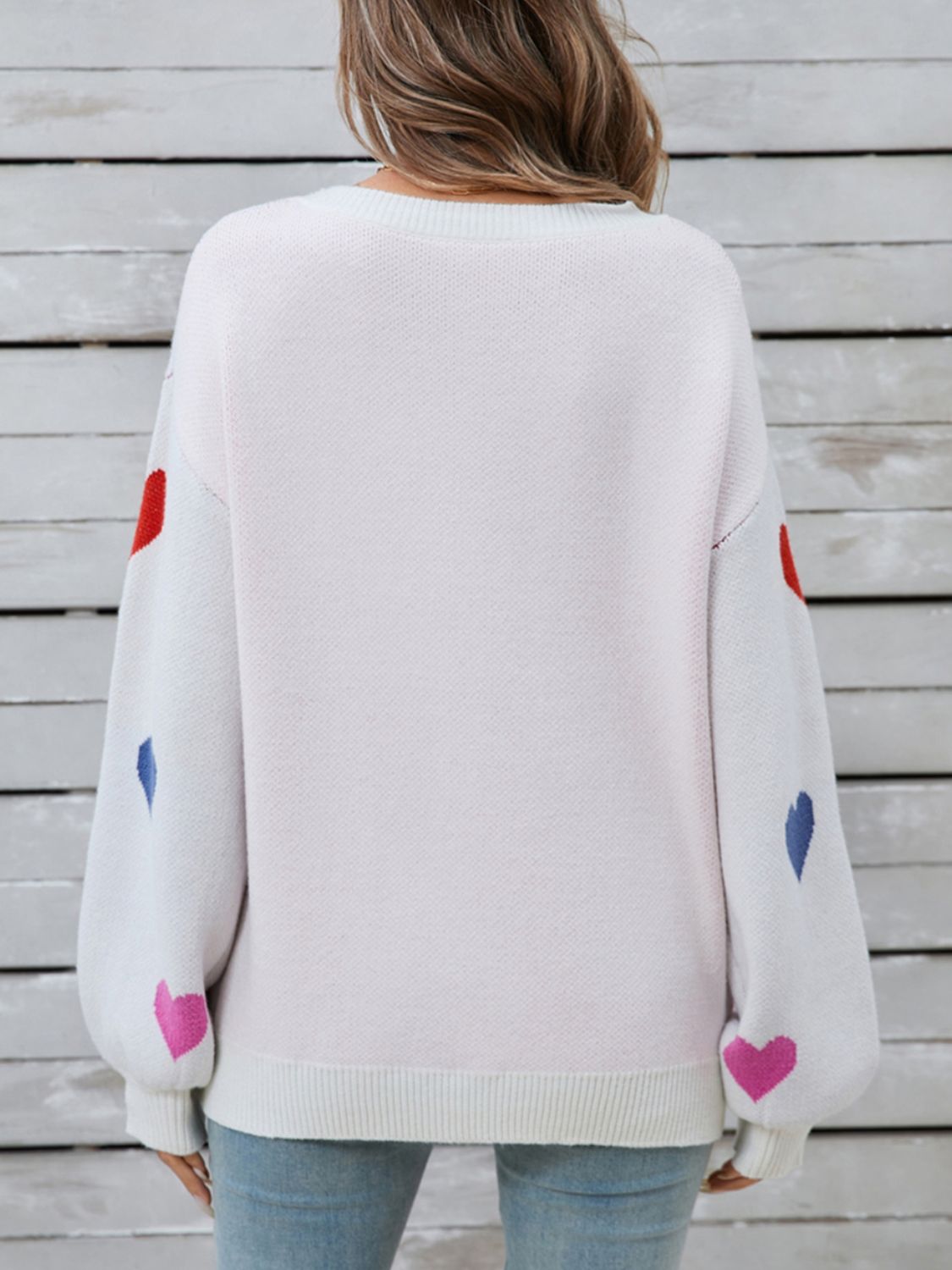 Zephariel Heart Round Neck Long Sleeve Sweater