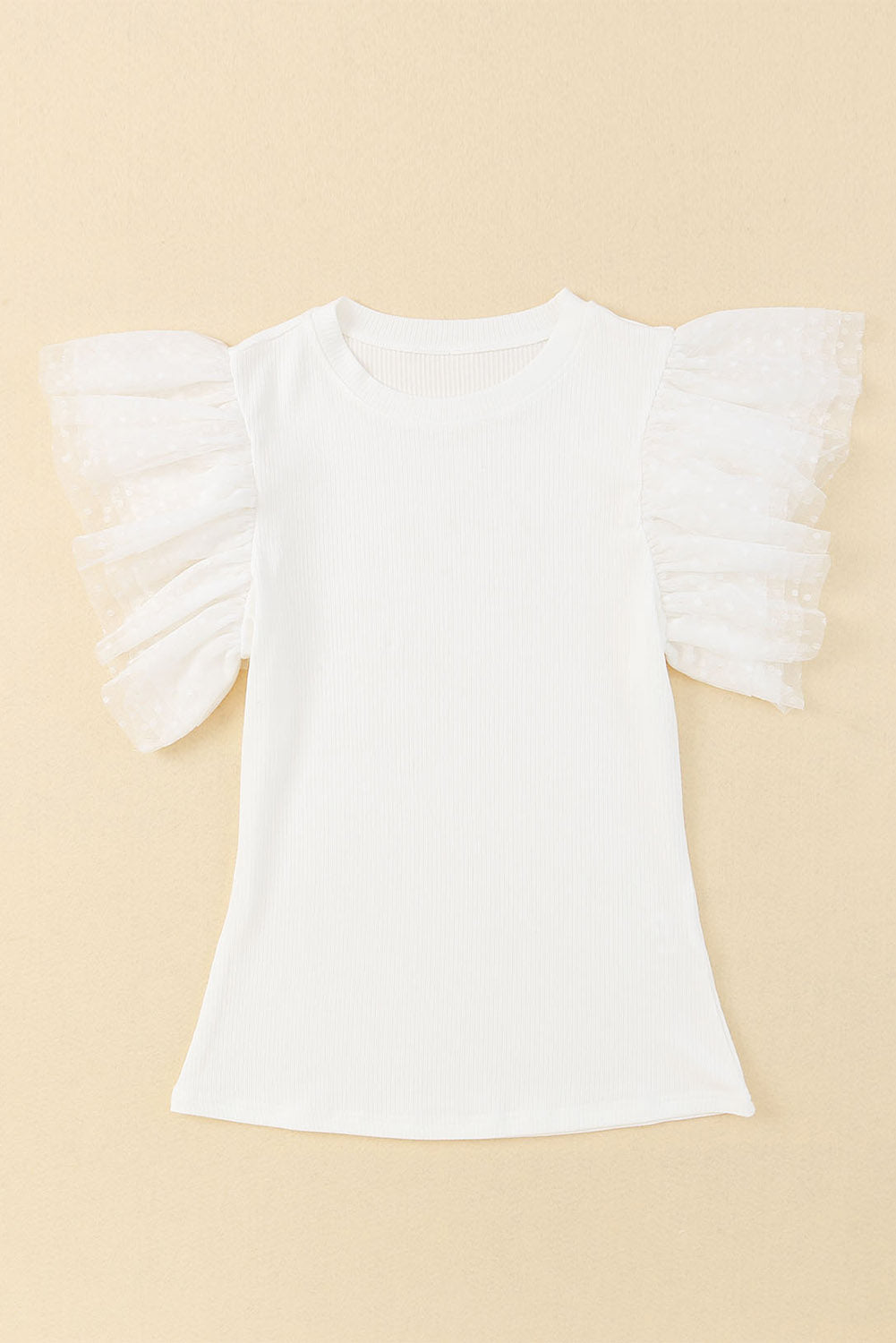 Zephariel Ruffled Round Neck Cap Sleeve Blouse