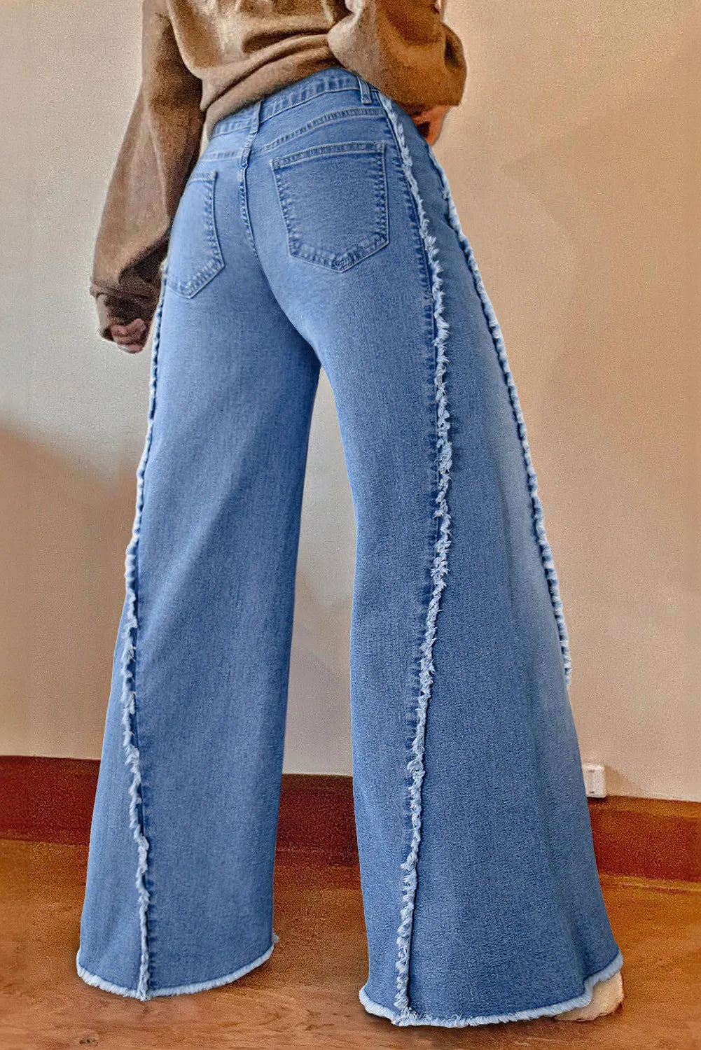 Zephariel Raw Hem Wide Leg Jeans with Pockets