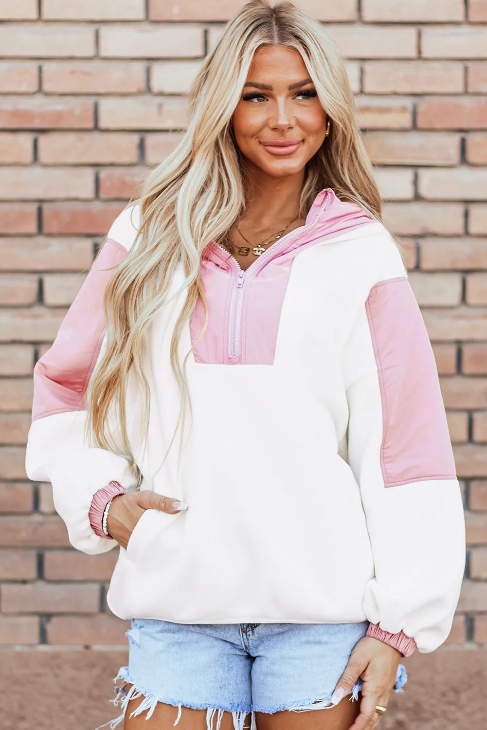 Zephariel Color Block Half Zip Long Sleeve Hoodie