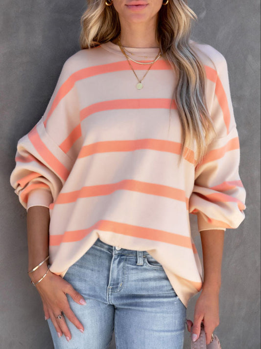 Zephariel Striped Round Neck Long Sleeve Sweatshirt