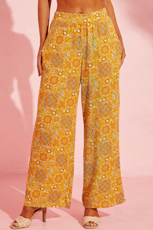 Zephariel Pocketed Floral Wide Leg Pants