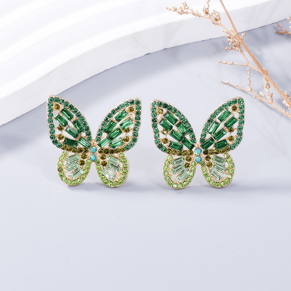 Zephariel Alloy Inlaid Rhinestone Butterfly Earrings