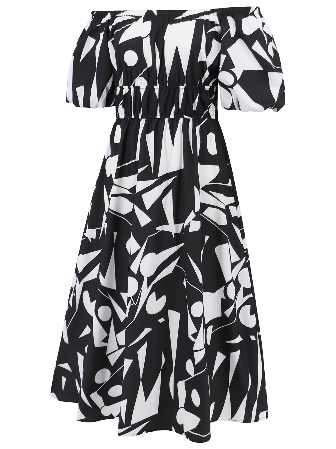 Zephariel Printed Off-Shoulder Balloon Sleeve Dress