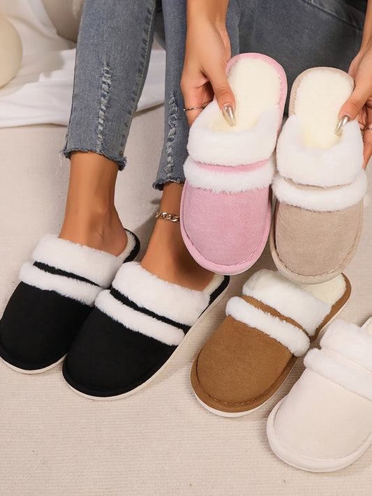 Zephariel Contrast Faux Fur Round Toe Slippers