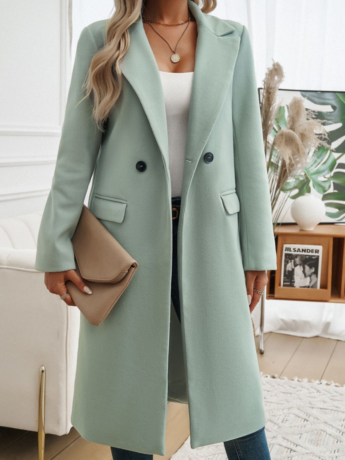 Zephariel Pocketed Collared Neck Long Sleeve Coat