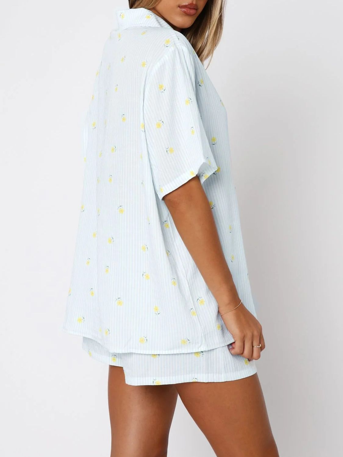 Zephariel Printed Collared Neck Short Sleeve Top and Shorts Set