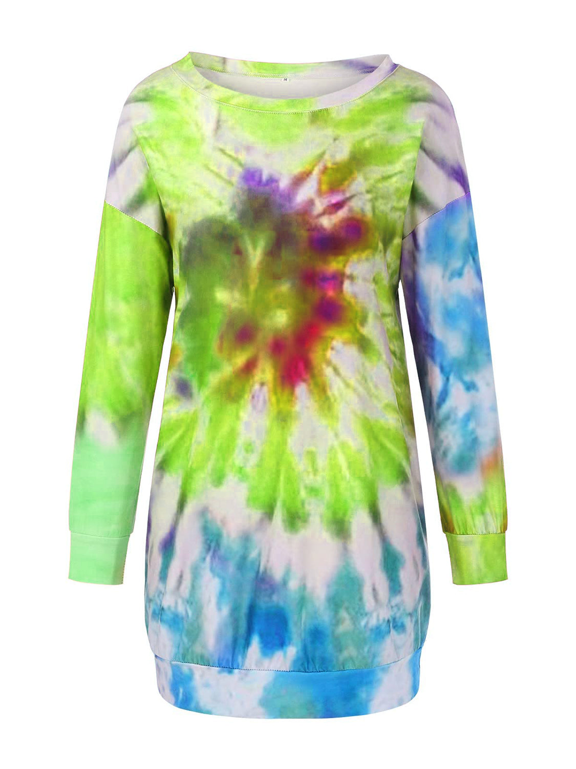 Zephariel Tie-Dye Round Neck Long Sleeve Dress