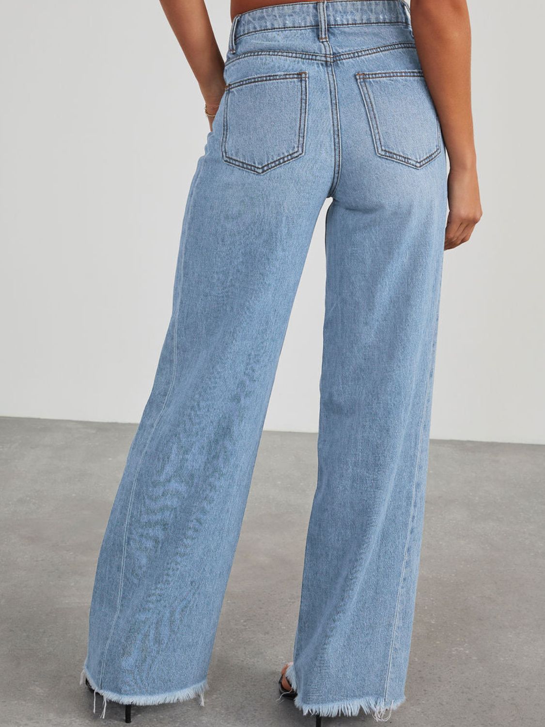 Zephariel Raw Hem Wide Leg Jeans with Pockets