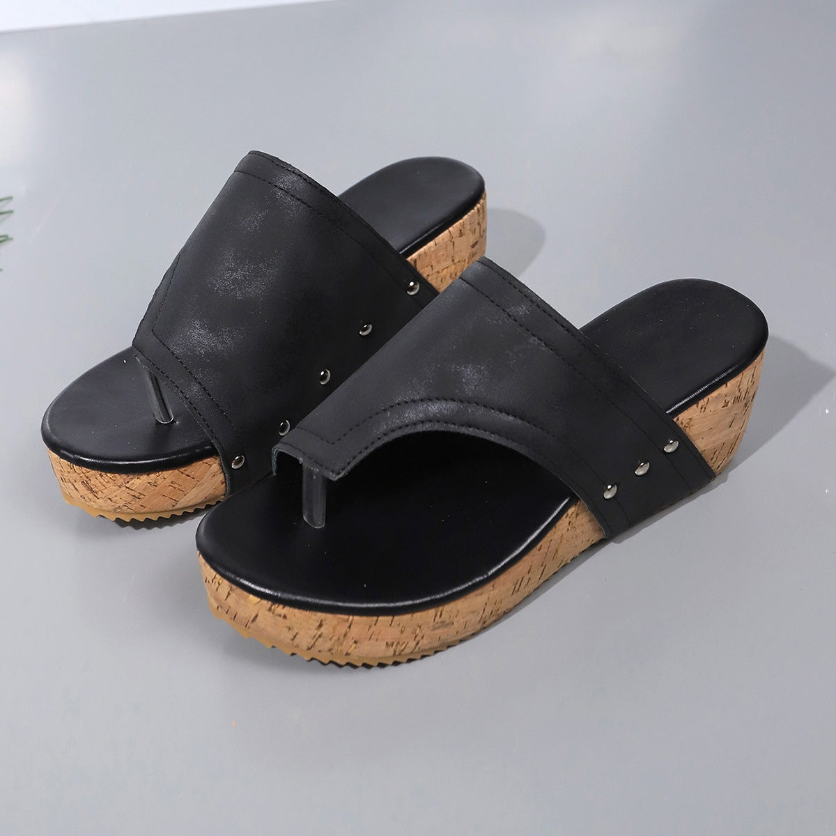 Zephariel PU Leather Wedge Sandals