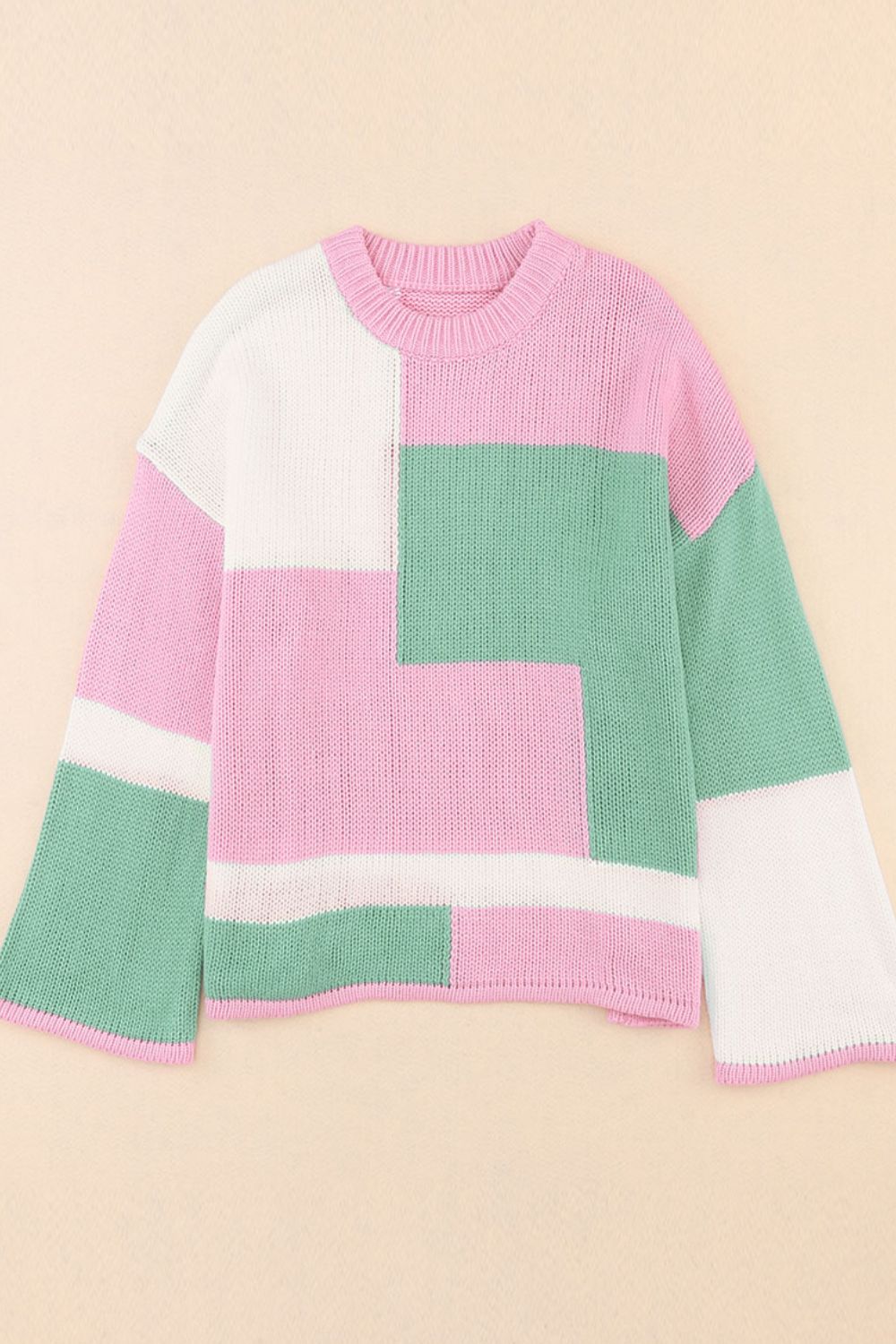 Zephariel Color Block Round Neck Drop Shoulder Sweater