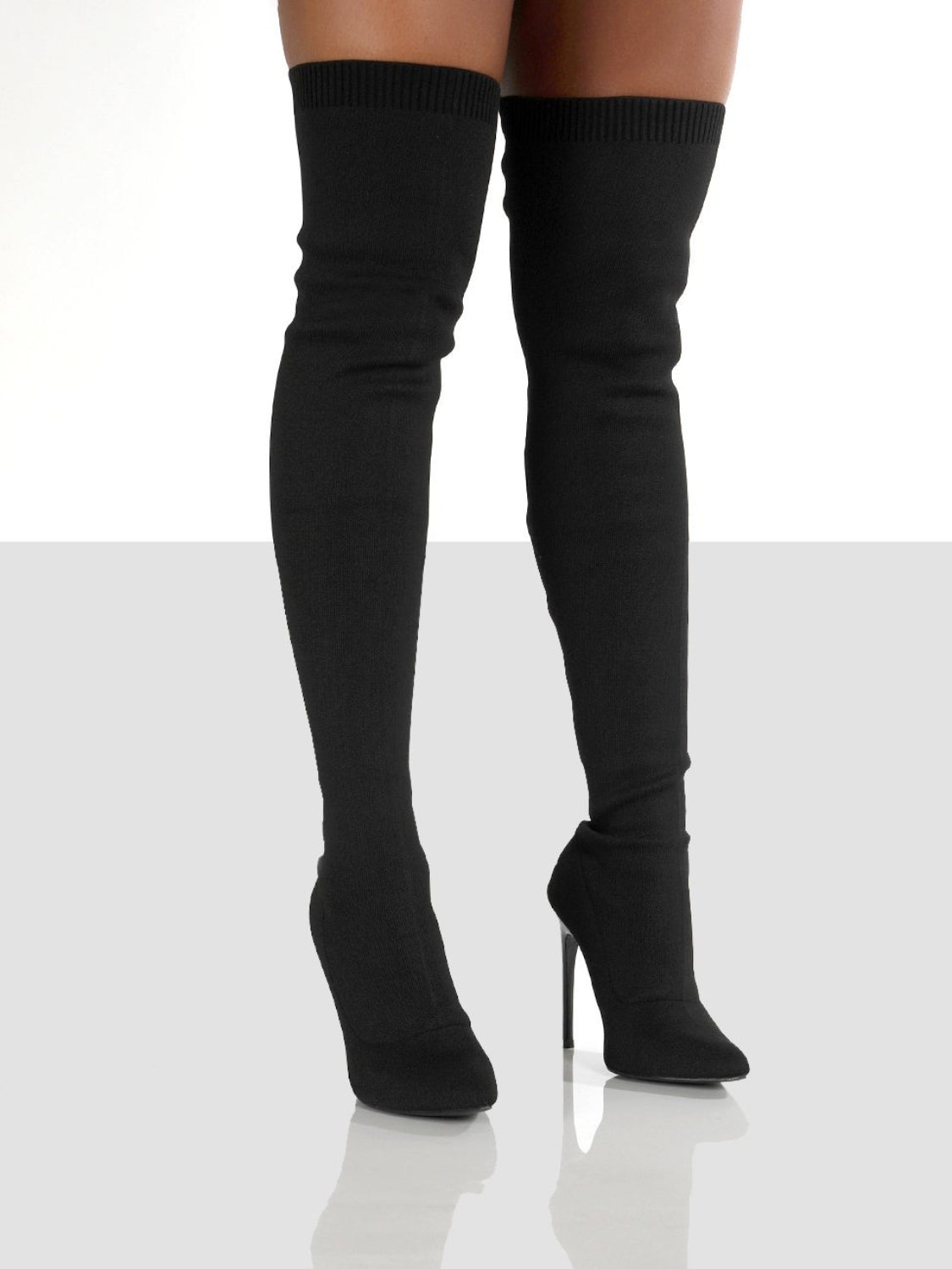 Zephariel Point Toe Over Knee Stiletto Boots