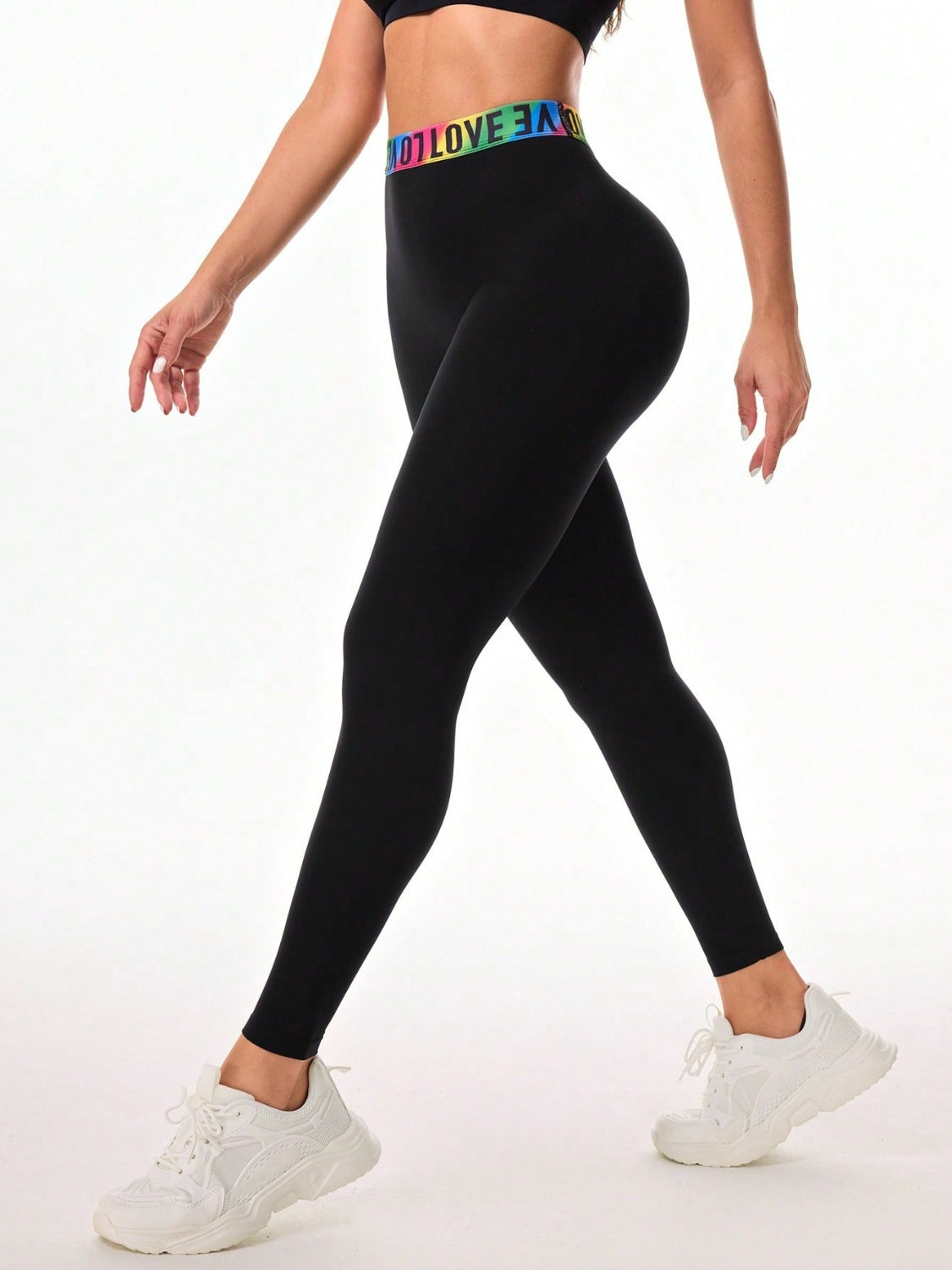 Zephariel Letter Printed High Waist Active Leggings